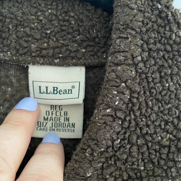 Vintage L.L. Bean Sherpa Cardigan Sweater Brown Tweed Womens Size Medium - Picture 6 of 8